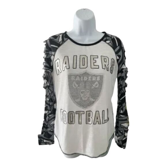 Las Vegas Riders Women Rhinestone White Black T-Shirt S Touch by Alyssa Milano - Picture 1 of 10